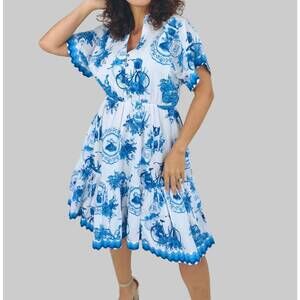 NEW ISLAPAYAL women's rhodes mini pallet dress in picnic cobalt